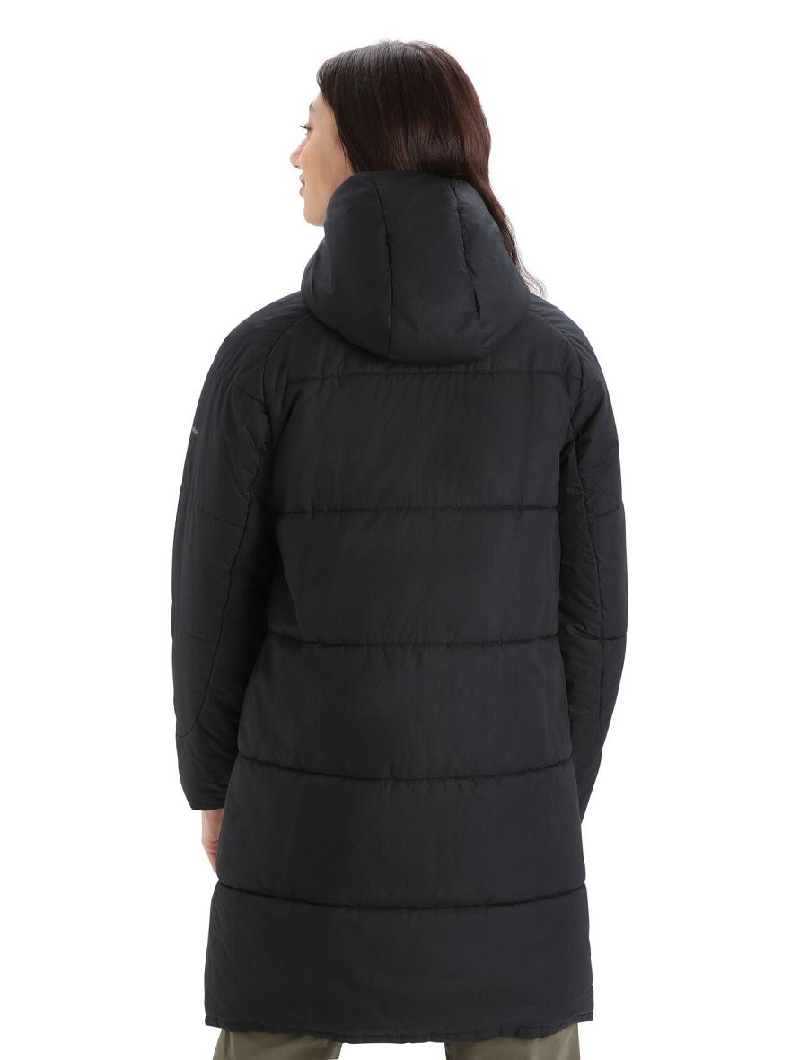 Black Women's Icebreaker MerinoLoft™ Collingwood II 3Q Hooded Jackets | USA 1656BEXC